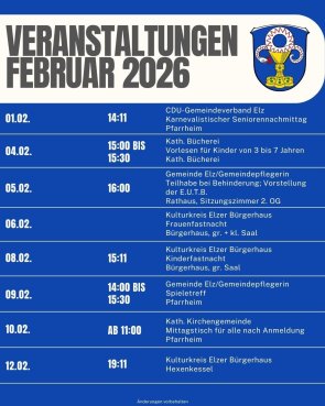 Veranstaltungskalender Februar 2026 - 1